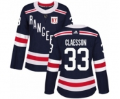 Women Adidas New York Rangers #33 Fredrik Claesson Authentic Navy Blue 2018 Winter Classic NHL Jersey