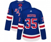 Women Adidas New York Rangers #35 Mike Richter Authentic Royal Blue Home NHL Jersey