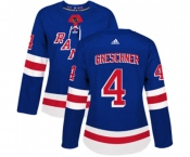Women Adidas New York Rangers #4 Ron Greschner Authentic Royal Blue Home NHL Jersey