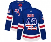 Women Adidas New York Rangers #42 Brendan Smith Authentic Royal Blue USA Flag Fashion NHL Jersey