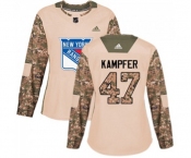 Women Adidas New York Rangers #47 Steven Kampfer Authentic Camo Veterans Day Practice NHL Jersey