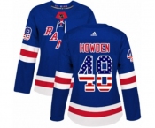 Women Adidas New York Rangers #48 Brett Howden Authentic Royal Blue USA Flag Fashion NHL Jersey
