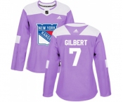 Women Adidas New York Rangers #7 Rod Gilbert Authentic Purple Fights Cancer Practice NHL Jersey