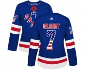 Women Adidas New York Rangers #7 Rod Gilbert Authentic Royal Blue USA Flag Fashion NHL Jersey