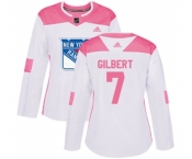 Women Adidas New York Rangers #7 Rod Gilbert Authentic White Pink Fashion NHL Jersey