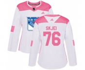 Women Adidas New York Rangers #76 Brady Skjei Authentic White Pink Fashion NHL Jersey
