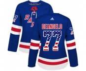 Women Adidas New York Rangers #77 Anthony DeAngelo Authentic Royal Blue USA Flag Fashion NHL Jersey