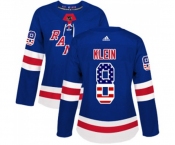 Women Adidas New York Rangers #8 Kevin Klein Authentic Royal Blue USA Flag Fashion NHL Jersey