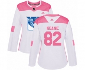 Women Adidas New York Rangers #82 Joey Keane Authentic White Pink Fashion NHL Jersey
