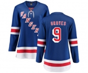 Women New York Rangers #9 Adam Graves Fanatics Branded Royal Blue Home Breakaway NHL Jersey