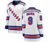 Women New York Rangers #9 Adam Graves Fanatics Branded White Away Breakaway NHL Jersey