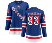Women New York Rangers #93 Mika Zibanejad Fanatics Branded Royal Blue Home Breakaway NHL Jersey