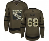 Youth Adidas New York Rangers #68 Jaromir Jagr Authentic Green Salute to Service NHL Jersey