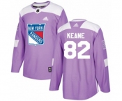 Youth Adidas New York Rangers #82 Joey Keane Authentic Purple Fights Cancer Practice NHL Jersey