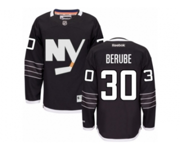 Men's Reebok New York Islanders #30 Jean-Francois Berube Authentic Black Third NHL Jersey