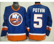 nhl jerseys new york islanders #5 potvin blue