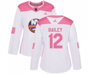 Women Adidas New York Islanders #12 Josh Bailey Authentic White Pink Fashion NHL Jersey