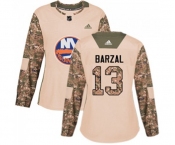 Women Adidas New York Islanders #13 Mathew Barzal Authentic Camo Veterans Day Practice NHL Jersey