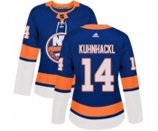 Women Adidas New York Islanders #14 Tom Kuhnhackl Authentic Royal Blue Home NHL Jersey