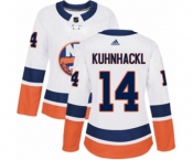 Women Adidas New York Islanders #14 Tom Kuhnhackl Authentic White Away NHL Jersey