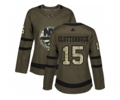 Women Adidas New York Islanders #15 Cal Clutterbuck Green Salute to Service Stitched NHL Jersey