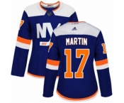 Women Adidas New York Islanders #17 Matt Martin Authentic Blue Alternate NHL Jersey
