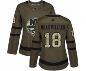 Women Adidas New York Islanders #18 Anthony Beauvillier Authentic Green Salute to Service NHL Jersey