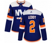 Women Adidas New York Islanders #2 Nick Leddy Authentic Blue Alternate NHL Jersey
