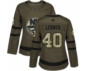 Women Adidas New York Islanders #40 Robin Lehner Authentic Green Salute to Service NHL Jersey