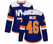 Women Adidas New York Islanders #46 Bode Wilde Authentic Blue Alternate NHL Jersey