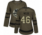 Women Adidas New York Islanders #46 Bode Wilde Authentic Green Salute to Service NHL Jersey