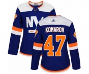 Women Adidas New York Islanders #47 Leo Komarov Authentic Blue Alternate NHL Jersey