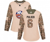 Women Adidas New York Islanders #6 Ryan Pulock Authentic Camo Veterans Day Practice NHL Jersey