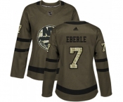 Women Adidas New York Islanders #7 Jordan Eberle Authentic Green Salute to Service NHL Jersey