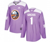 Youth Adidas New York Islanders #1 Thomas Greiss Authentic Purple Fights Cancer Practice NHL Jersey