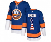 Youth Adidas New York Islanders #1 Thomas Greiss Authentic Royal Blue USA Flag Fashion NHL Jersey