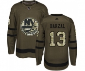 Youth Adidas New York Islanders #13 Mathew Barzal Authentic Green Salute to Service NHL Jersey