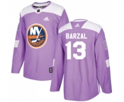 Youth Adidas New York Islanders #13 Mathew Barzal Authentic Purple Fights Cancer Practice NHL Jersey