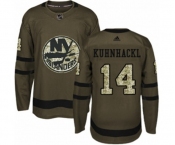 Youth Adidas New York Islanders #14 Tom Kuhnhackl Authentic Green Salute to Service NHL Jersey
