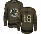 Youth Adidas New York Islanders #16 Andrew Ladd Authentic Green Salute to Service NHL Jersey