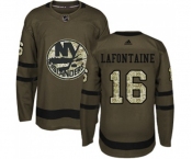 Youth Adidas New York Islanders #16 Pat LaFontaine Authentic Green Salute to Service NHL Jersey