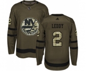 Youth Adidas New York Islanders #2 Nick Leddy Premier Green Salute to Service NHL Jersey