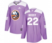 Youth Adidas New York Islanders #22 Mike Bossy Authentic Purple Fights Cancer Practice NHL Jersey
