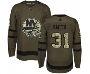 Youth Adidas New York Islanders #31 Billy Smith Authentic Green Salute to Service NHL Jersey