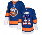 Youth Adidas New York Islanders #31 Billy Smith Authentic Royal Blue USA Flag Fashion NHL Jersey