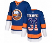 Youth Adidas New York Islanders #31 Dustin Tokarski Authentic Royal Blue USA Flag Fashion NHL Jersey
