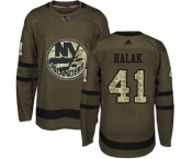 Youth Adidas New York Islanders #41 Jaroslav Halak Authentic Green Salute to Service NHL Jersey