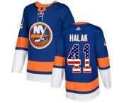 Youth Adidas New York Islanders #41 Jaroslav Halak Authentic Royal Blue USA Flag Fashion NHL Jersey