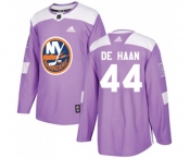 Youth Adidas New York Islanders #44 Calvin de Haan Authentic Purple Fights Cancer Practice NHL Jersey