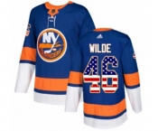 Youth Adidas New York Islanders #46 Bode Wilde Authentic Royal Blue USA Flag Fashion NHL Jersey